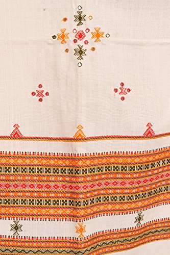 Image of Exotic India Women's Kutch Wool Shawl (SHV95--beige)