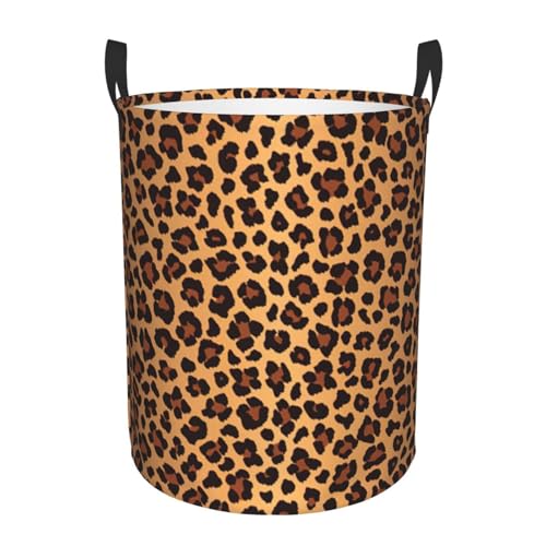 Grand panier de rangement rond pliable avec motif léopard, panier à linge pour salle de bain,...