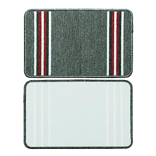 Image of Pack of 2 Nylon Anti Skid Mat for Bathroom | Floor Mat for Bathroom, Kitchen, Bedroom & Office | Light Grey Stripes Design-(37x57cm)
