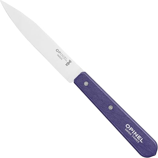 OPINEL Essential No.112 Paring Knife, Plain Edge, Hornbeam Handles, Made in France (Dark Purple)