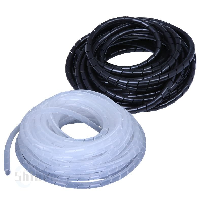 spiral protector 4mm to 30mm Cable Management Sleeve Winding Pipe Protector Spiral Wrapping Black Transparent Wire Organizer Sheath Tube wraps cable(OD 20mm black 3 meter)
