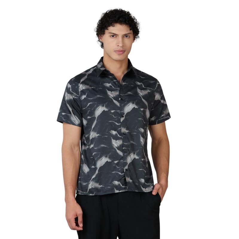 Image of MARK & ALBERT Men's 100% Cotton Printed Half Sleeves Regular Fit Shirt for Men
