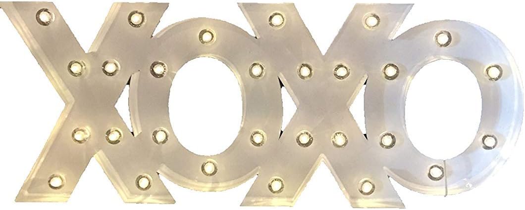| XOXO White Decorative Light Up Metal Marquee Sign 20"x8" |