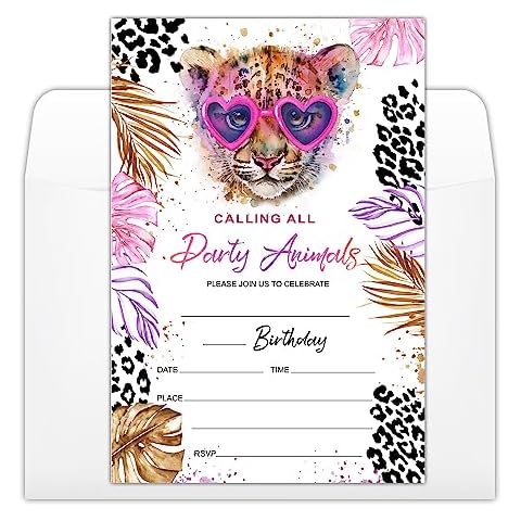 Safari Leopard Print Birthday Invitation Cards Cover