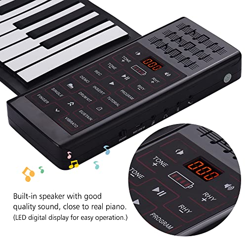 KOCAN Portable électrique 88 touches Roll Up Piano multifonction clavier de piano numérique haut-parleur intégré batterie au lithium rechargeable réverbération fonction BT clavier de piano en silicone - Les Beatles, Paul McCartney, John Lennon, RIngo Starr, George Harrison KOCAN Portable électrique 88 touches Roll Up Piano multifonction clavier de piano numérique haut-parleur intégré batterie au lithium rechargeable réverbération fonction BT clavier de piano en silicone – Image 8
