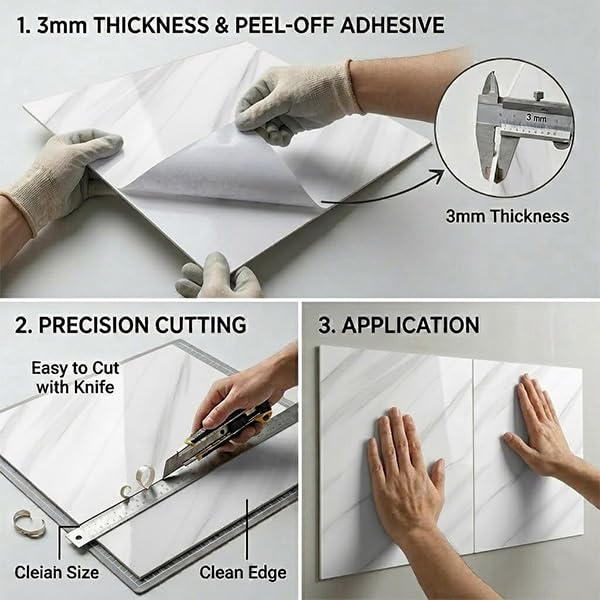 Image of WALLVEAR UV Marble Wall Panel 2x2 Ft PVC High Gloss Sheet (16)