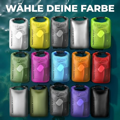 Nordlight Dry Bag 2L Wasserdichter Beutel - (Anthrazit) Wasserdichter Packsack Mit Roll Top Verschluss Und Schultergurt | Schwimmen, Baden, Strand, Kanu, Stand Up Paddling, Tauchen