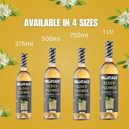 Image of Fruitaco Elderflower Syrup: Perfect Mixer for Enhancing Mocktails & Cocktails, Drinks, and Mojitos at Parties, Conveniently Packaged in a 750ml Bottle for All Your Mixing Needs | Non-Alcoholic