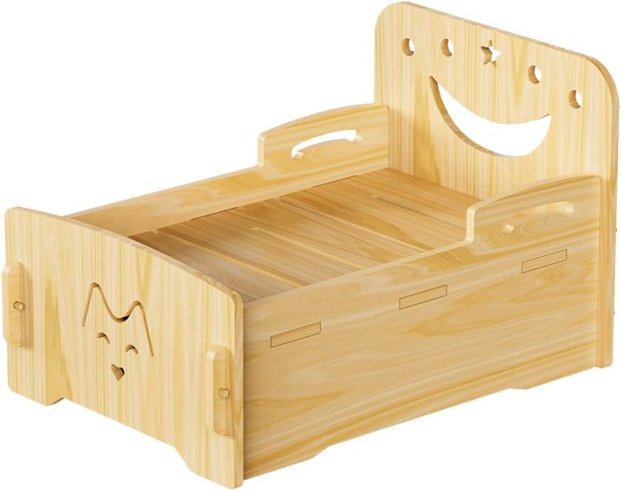 Wooden Cat Bed-Wooden Indoor Pet Bed for Cats, Dogs, Rabbits, Kittens and Small Animals Without Mattress?Easy Assembly