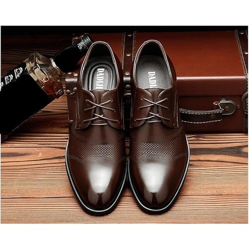 Battle Men Men’s 2-Inch Elevator Leather Oxford Shoes, 2" Taller Derby Perforated Dress Shoes for Business Meetings Job Interviews Wedding4