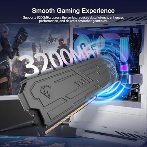 Image of Netac DDR4 DRAM 32GB Kit (2x16GB) 3200MHz XMP 2.0 Dual Channel RAM CL16 (PC4-25600) 1.35V 288-Pin Upgraded Aluminum Heat Sink Ideal for Gaming Computer Upgrade - Shadow III Series Black