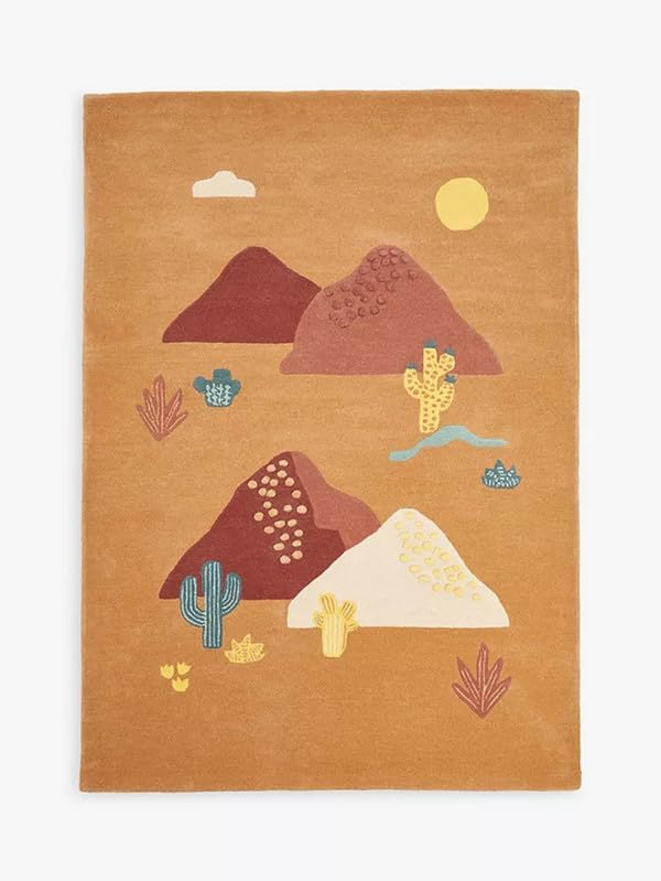 Kids Desert Cactus Area Rug 9x12 ft | Soft Hand Tufted Cartoon Carpet for Kids Room Playroom Nursery
