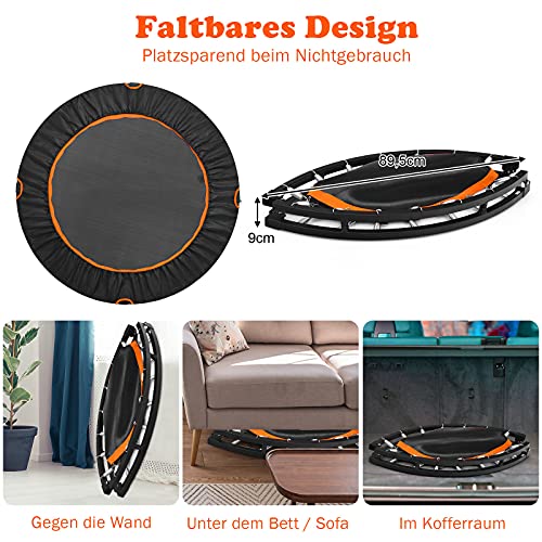 COSTWAY φ 120 cm Mini Trampolin faltbar, Fitness Trampolin mit höhenverstellbarem Griff, Kindertrampolin… – Bild 5