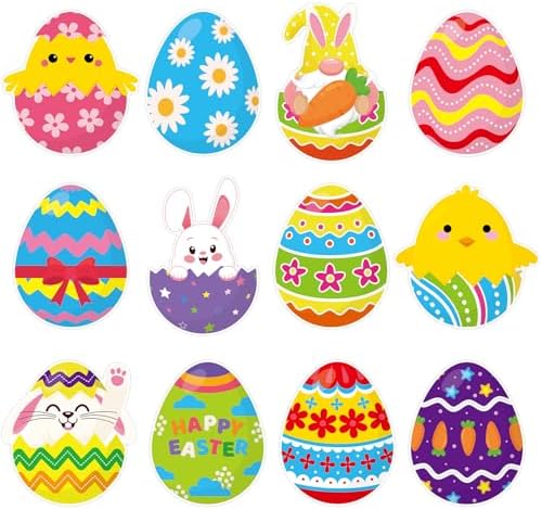 Amazon.com: 48Pcs Easter Egg Cutouts for Bulletin Board Decorations ...
