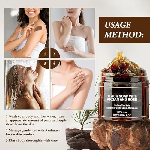 Image of Morocco Beldi With Argan And Rose soap, Morocco Beldi, Moroccan Beldi Body Wash, Moroccan Beldi Soap Hammam, Gently Soap for Bath, Spa & Hammam, Hydration, Relax Pores, Softer (Pack Of-1)