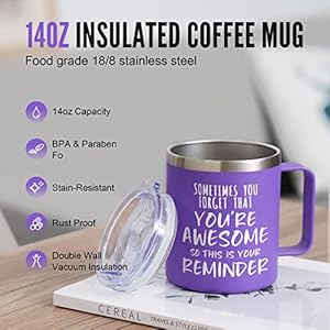 NOWWISH Inspirational Gifts for Women Wife, Sometimes You Forget You're Awesome Coffee Mug, Inspirational Birthday Gifts for Her, 14Oz Purple NOWWISH Inspirational Gifts for Women Wife Sometimes You Forget Youre Awesome Coffee Mug Inspirational Birthday Gifts for Her 14Oz Purple