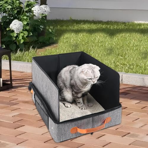 Inodoro para gatos de viaje resistente al agua con tapa para coche 8