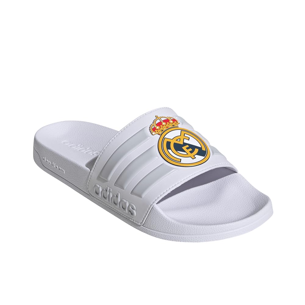 adidas Unisex - sandały prysznicowe Real Madryt Adilette, Biały/Jednolity Szary/Jednolity Szary, 8 Women/7 Men