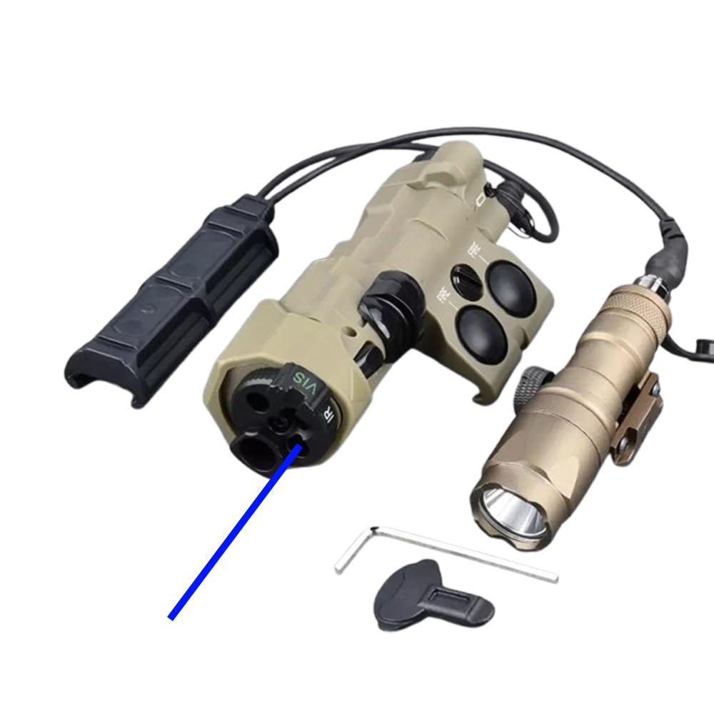 Nylon ML C1+ Box Laser Sight Indicator(with IR+Red/Green/Blue Laser+IR Fill Light+220lm LED Light),& M300A Strong Flashlight & Modular Dual Remote Pressure Switch(SF+2.5 Plug) Combo,Tan