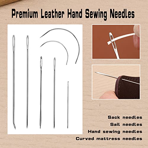 Ftyiwu 54 Yards Waxed Thread With Leather Hand Sewing Needles, Leather Sewing Thread, And Sewing Needles For Home Upholstery Carpet Leather Canvas Repair And Sewing(Original White) #TOP3