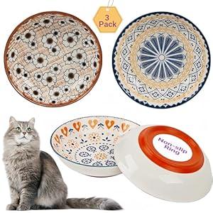 Zyutong 3er-Pack Keramik-Katzennäpfe Whiskerfreundlich