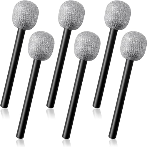 Eerrhhaq 6 PCS Microphone Prop, Plastic Fake Microphone, Stage Glittered Microphone for Kids, Halloween Christmas Karaoke, Costume, Birthday Party