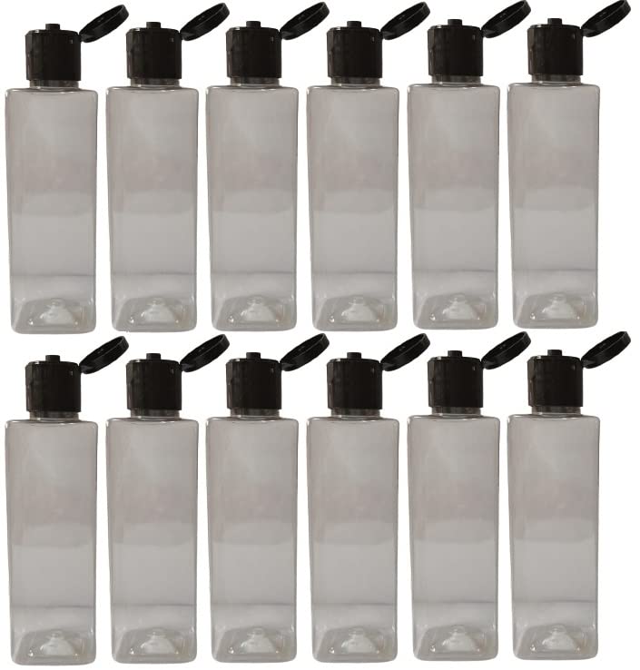 100 ML Empty PET Clear Square Black Flip top Plastic Bottles Size Cosmetic Travelling Containers Small Leak Proof Squeeze Bottles| Pack of 12-image-28