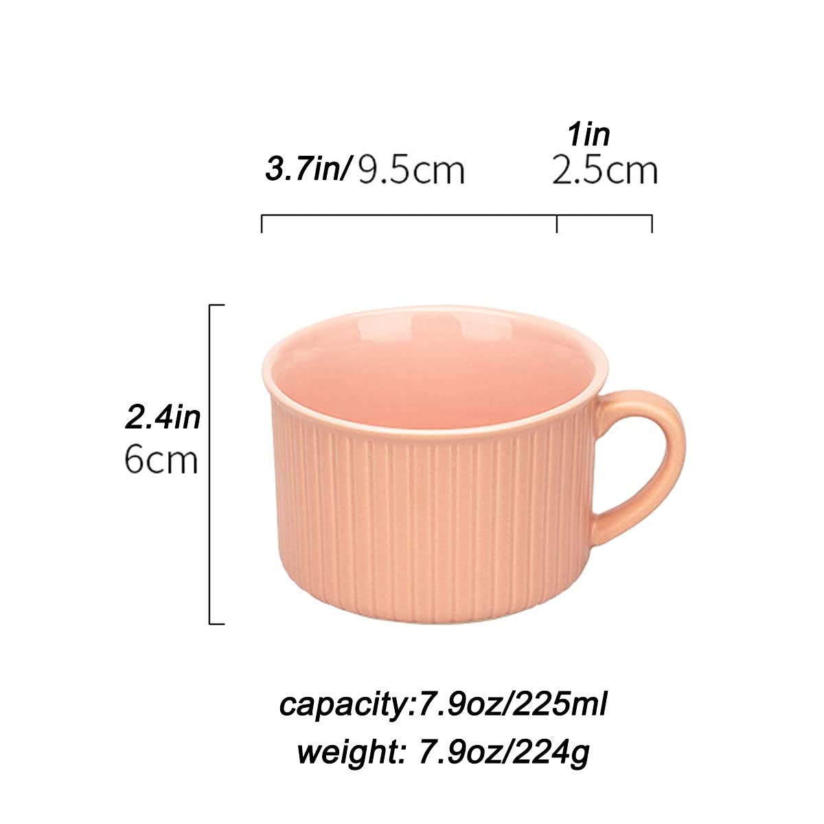 Keramik Kaffeebecher Emaille-Becher Camping-Becher Dekorative Tasse Geschenk for Familien Freunde Liebhaber mit Henkel, 225Ml 1 Stück(Pink)