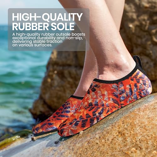 Image of SEEKWAY Water Shoes Women Men Adult Quick-Dry Aqua Socks Barefoot Non Slip for Beach Swim River Pool Lake surf Black SK002(U)