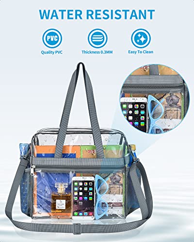 Image of Paxiland Clear Bag for Stadium Events 12x6x12 inches, Clear Tote Bag with Reinforced Strap, Clear HandBag for Sports Concert