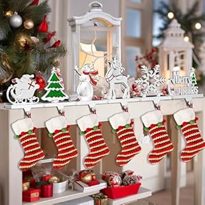 Christmas Stocking Holders for Mantle Set of 6, Stockings Hangers Snowflake Snowman Tree Deer Reindeer Heavy Weighted Hooks for Mantel Fireplace Windows Indoor Decorations Silver Christmas Stocking Holders for Mantle Set of 6 Stockings Hangers Snowflake Snowman Tree Deer Reindeer Heavy Weighted Hooks for Mantel Fireplace Windows Indoor Decorations Silver