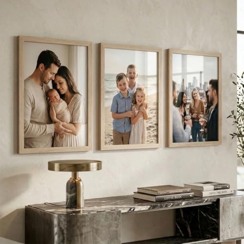 Image of HOTHOUSE Aesthetic Photo Frame for Wall Decoration | Wooden Frames for Bedroom Living Room | Certificate Frame | Photo Frame for Certificate A4 Size Set of 3 (BROWN, Pack of 3)