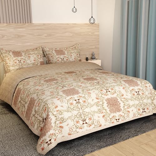 Image of Akshya Heavy Cotton Elastic Fitted Bedsheets with 2 King Size Pillow Covers, ultrasonic bedcover Double Bed with All Around Elastic 400 tc with 2 Pillow Covers