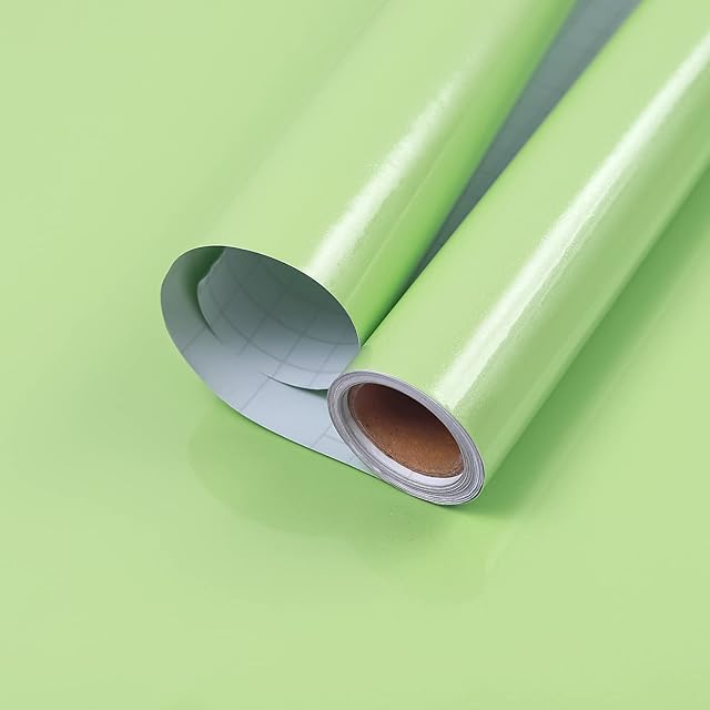 Hode Self Adhesive Wallpaper Glitter Green 30cm×3m Sticky Back Plastic Roll Waterproof Vinyl Film Furniture Sticker Peel and Stick Decorative for Door Table Bedroom Countertop Kitchen