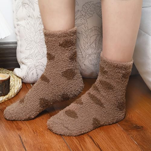 Image of Loritta 6 Pairs Womens Fuzzy Socks, Winter Warm Fluffy Slipper Socks
