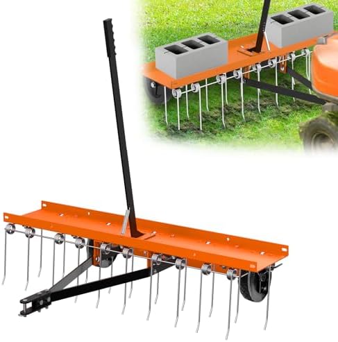 Best Month to Aerate Lawn: Secrets for a Lush Green Yard 6 40" Tow Behind Dethatcher, Pull Behind Rake with 20 Rust-Proof Tines and Heavy Tires, Lawn Tractor Rakes with Lift Handle, Tow Behind Rake to Remove Thatch, Leaves from Large Lawn Area,Orange
