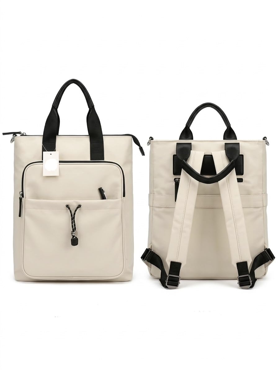 Rucksack Pithu Bag, white with Black Handles, Multi-Pocket, Dual Carry Style, trekking, hiking, travel, hand-held & carry-on backbag, travelling bag, work bag-image-34