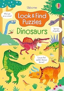 Paperback Look & Find Puzzles Dinosaurs Book