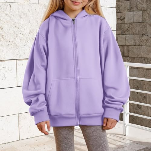 Boys Girls Oversized Zip Up Hoodie Long Sleeve 𝗛ooded Sweatshirts with Pockets Kids Plain Baggy Hoodie3