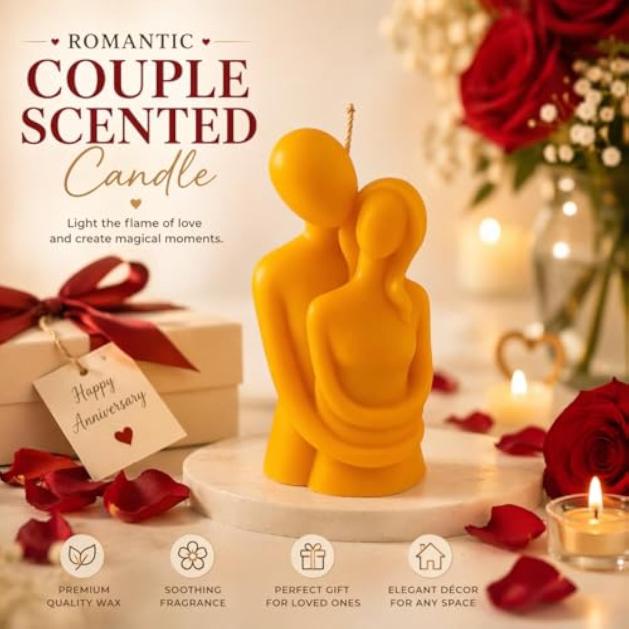 Romantic Couple Shape Scented Candle, Decorative Gift