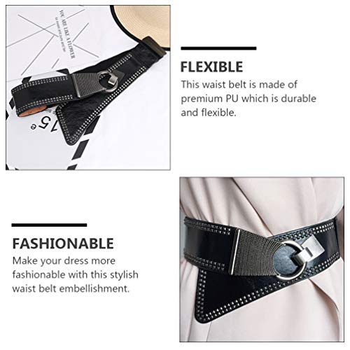 PRETYZOOM Cinto elástico feminino, cintura punk, cinto elástico com fivela plana, cinto gótico, cint