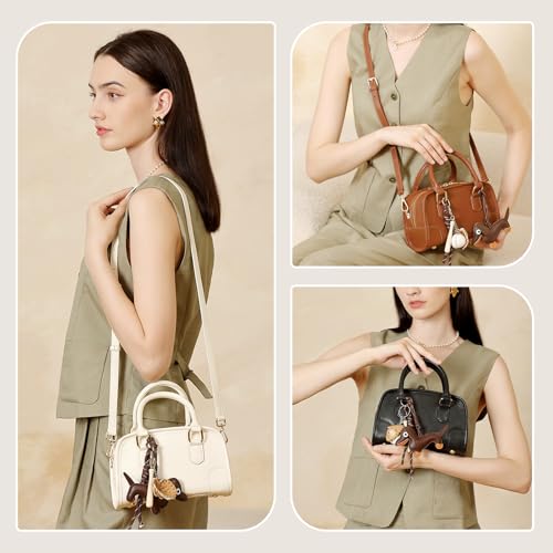 Mini Purses for Women, Leather Top Handle Crossbody Bags, Handbags Clutch with Cute Pendant and Adjustable Strap2