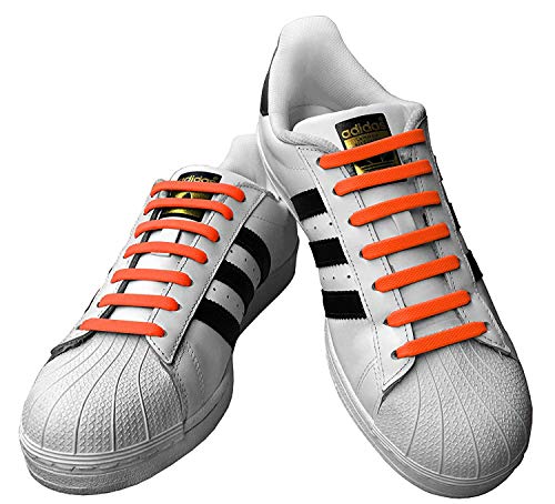 Qi Laces Kicks Adults Orange - Tieless Elastic Silicone No Tie Shoelaces