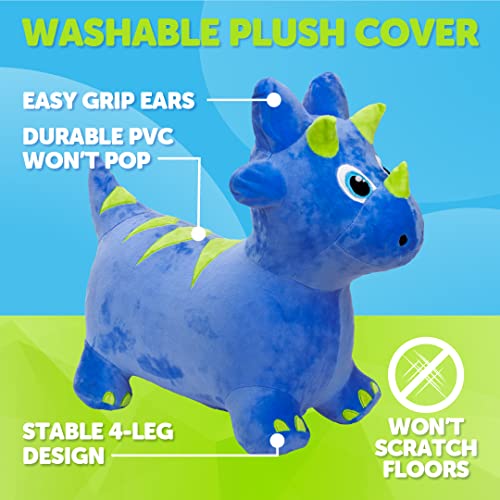 Waddle Bouncy Hopper Inflatable Animal Hopping Plush, Indoor And Outdoor Toy For Toddlers And Kids, Pump Included, Boys And Girls Ages 2 Years And Up (Triceratops) #TOP4