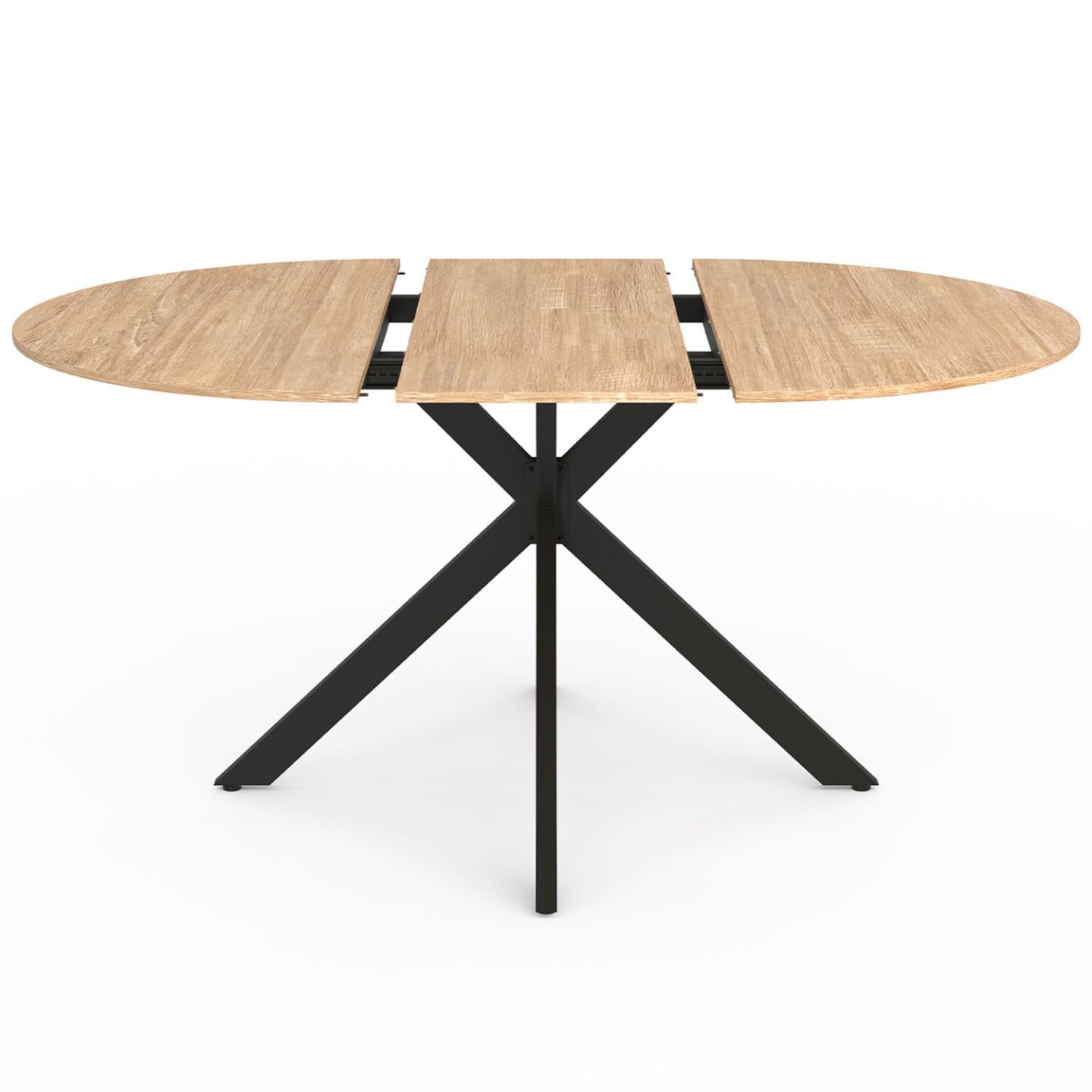 IDMarket - Table à Manger Extensible Ronde Alix 4-8 Personnes Pied araignée Bois et Noir 110-150 cm