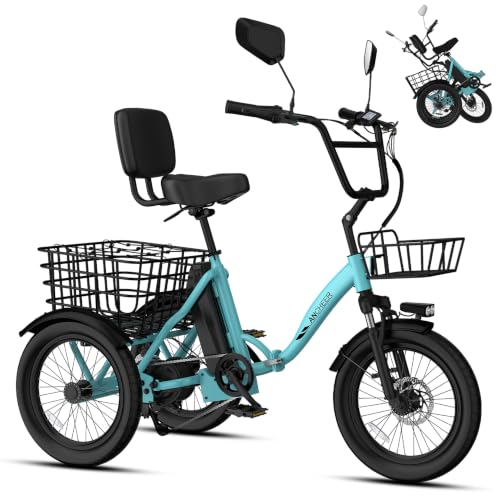 ANCHEER Electric Tricycle for Adults, Folding Fat Tire 3 Wheel