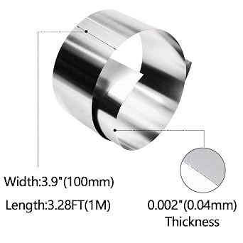 304 Stainless Steel Foil Roll, 0.04mm x 100mm x 1M, Metal Strip Sheet for Industry Machinery Electronic Equipment Hardware, Silver