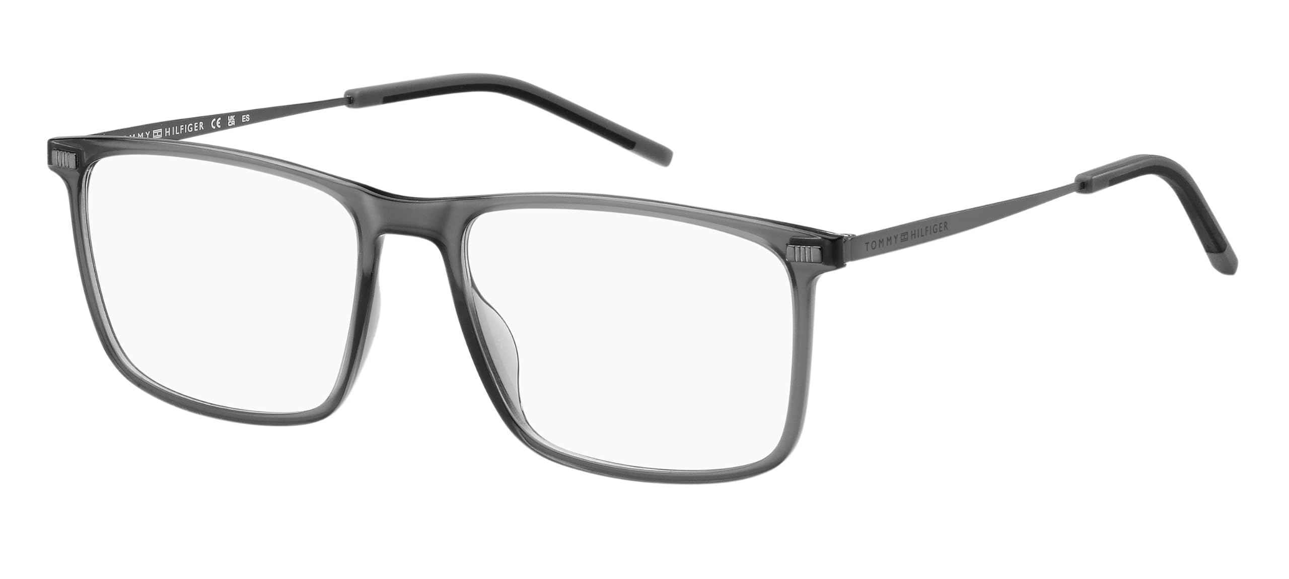 Tommy Hilfiger Brille mit Sehstärke für Herren optional mit Sonnenbrillentönung oder Blaulichtfilter, Rechteckig, gefertigt aus Glas (inklusive Brillenetui)