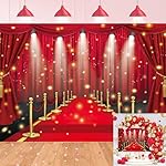 Red Carpet Backdrop Movie Night Film Stars Glitter Party Red Curtain Decor Photo Background VIP Fashion Show Prom Graduation Wedding Birthday Party Supplies Photo Props (7x5FT)