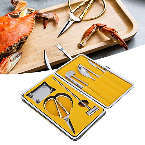 8 piezas de cuchillos para mariscos, juego de tenedores para galletas de cangrejo de acero inoxidable, tijeras para...